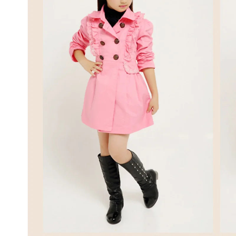 Spring Autumn Girls Lace EdgeTrench Coats