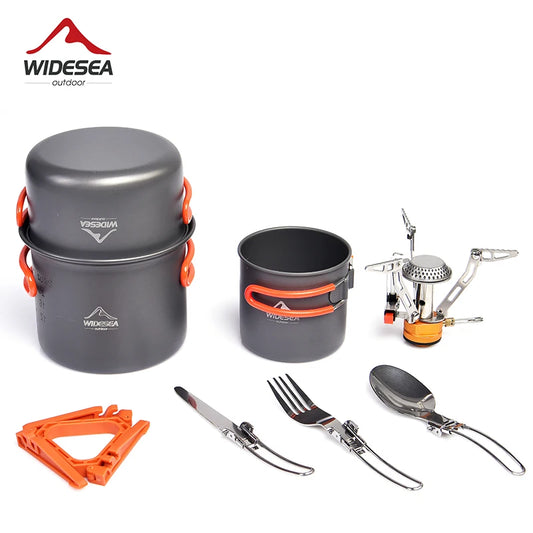 Cookware Set, Outdoor Tableware Supplies Burner Stove Folding Knife Fork Spoon