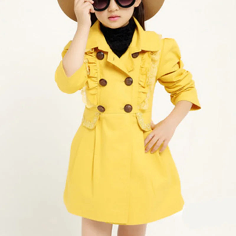 Spring Autumn Girls Lace EdgeTrench Coats