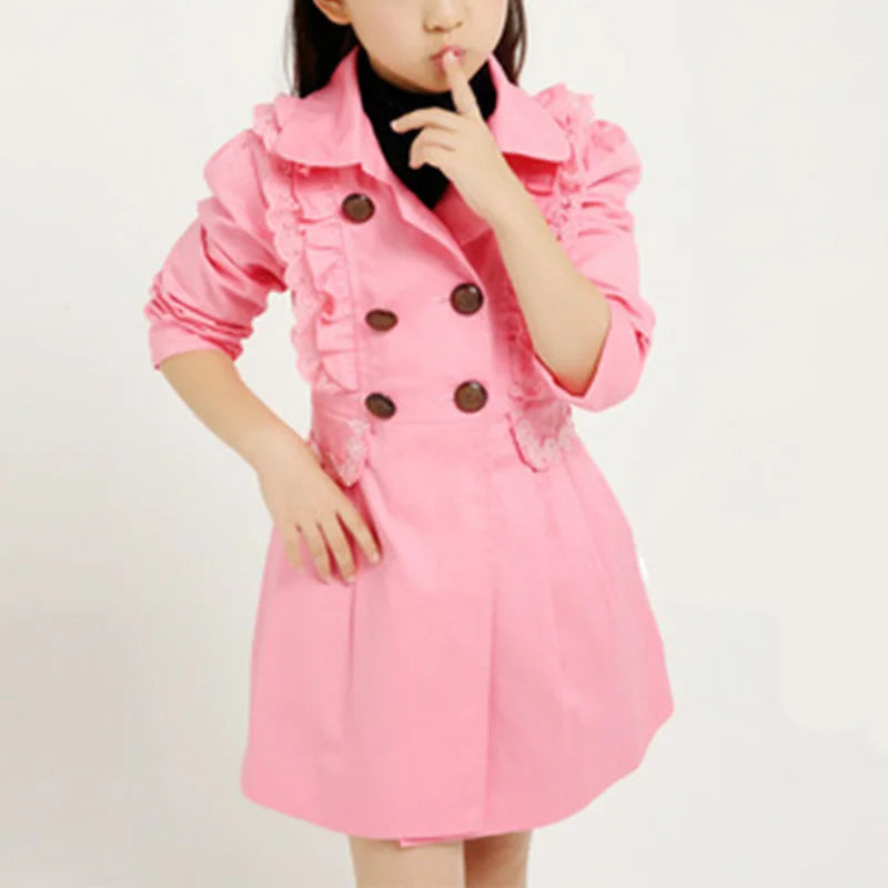 Spring Autumn Girls Lace EdgeTrench Coats