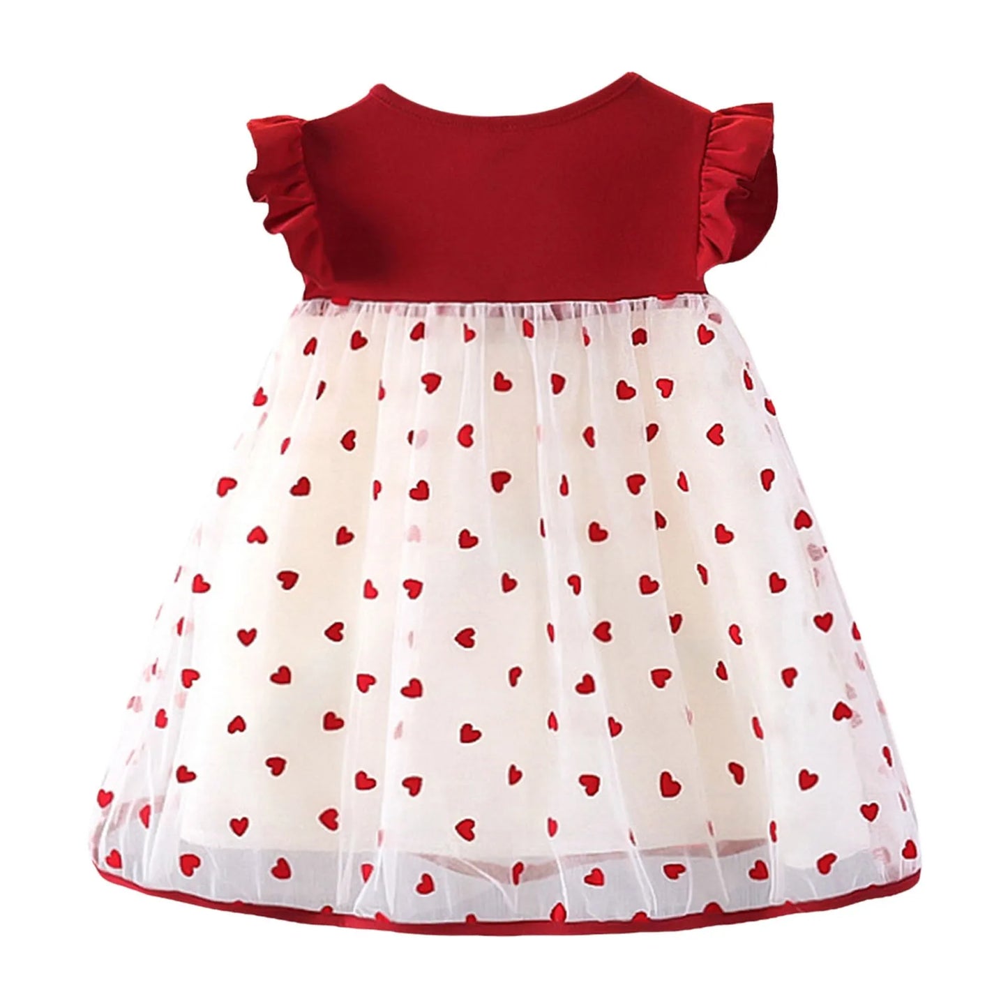 Children'S Bowknot Flying Sleeve Dress (Valentine Girl)