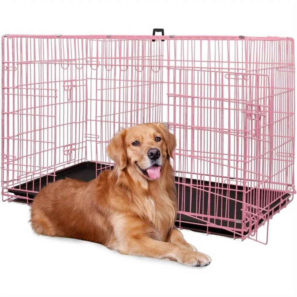 Folding wire kennel for large dog