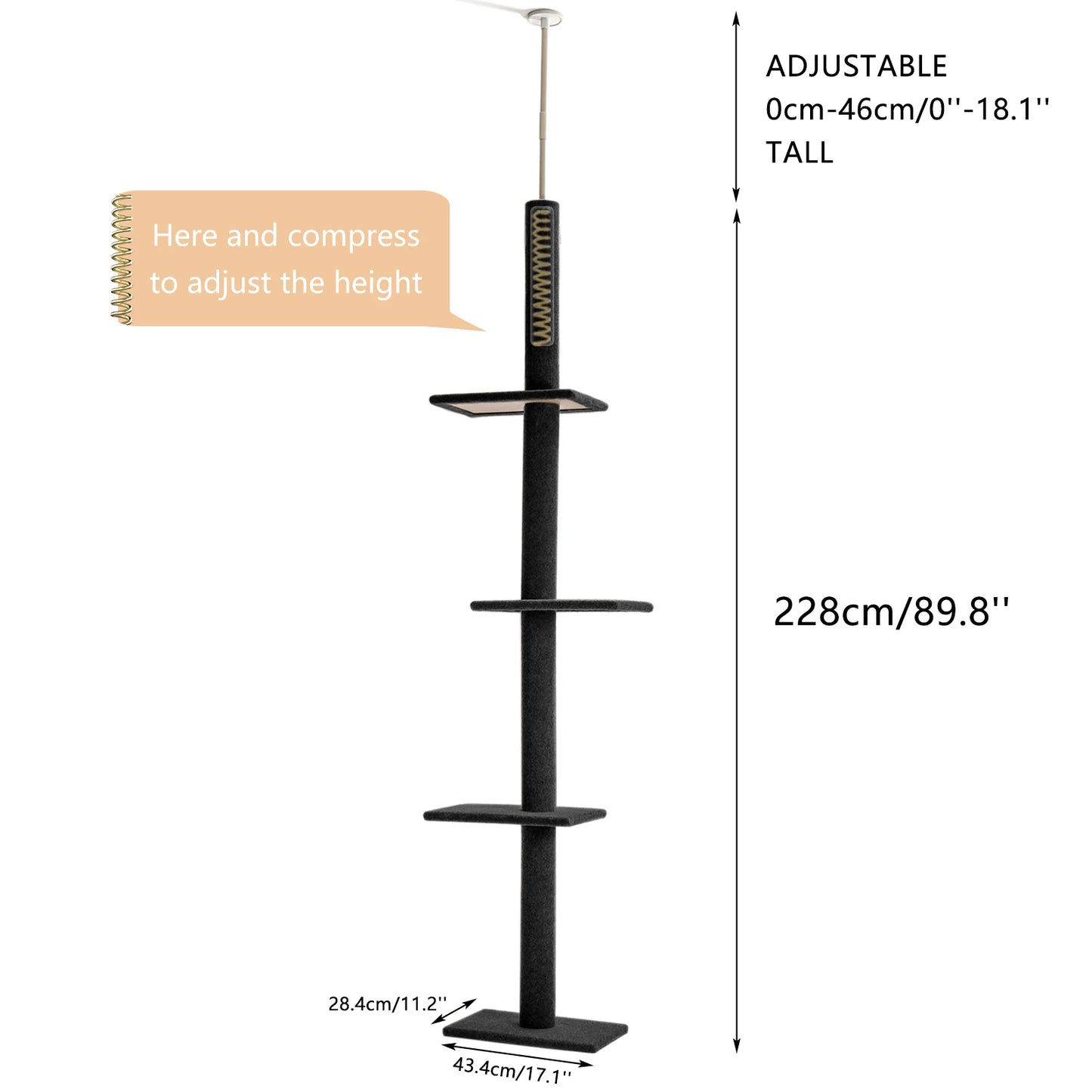 Cat Tree for Indoor, Adjustable Height