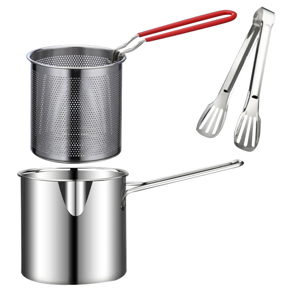 1200ML  Fryer Pot with Strainer Basket [S Steel 304 ][for French Fry Chicken ]