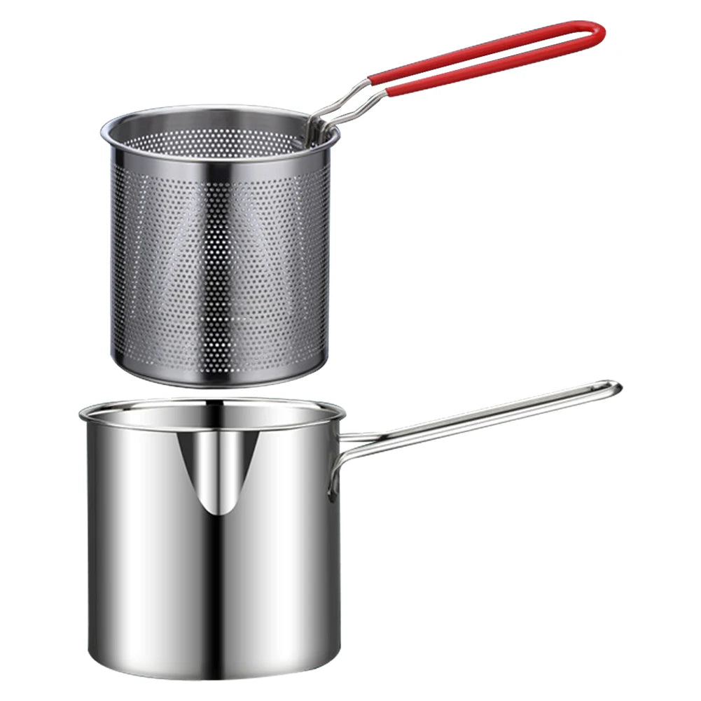 1200ML  Fryer Pot with Strainer Basket [S Steel 304 ][for French Fry Chicken ]