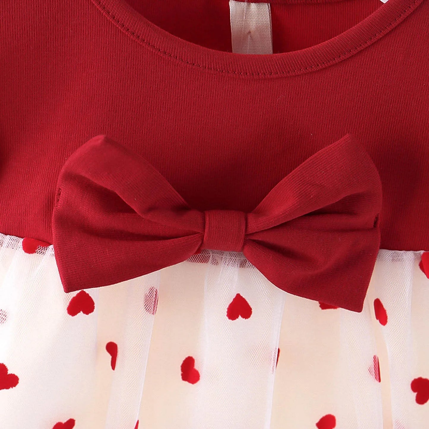 Children'S Bowknot Flying Sleeve Dress (Valentine Girl)