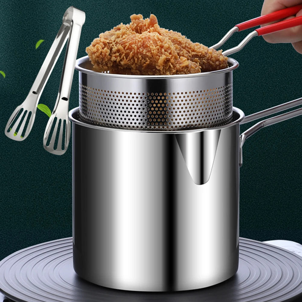 1200ML  Fryer Pot with Strainer Basket [S Steel 304 ][for French Fry Chicken ]