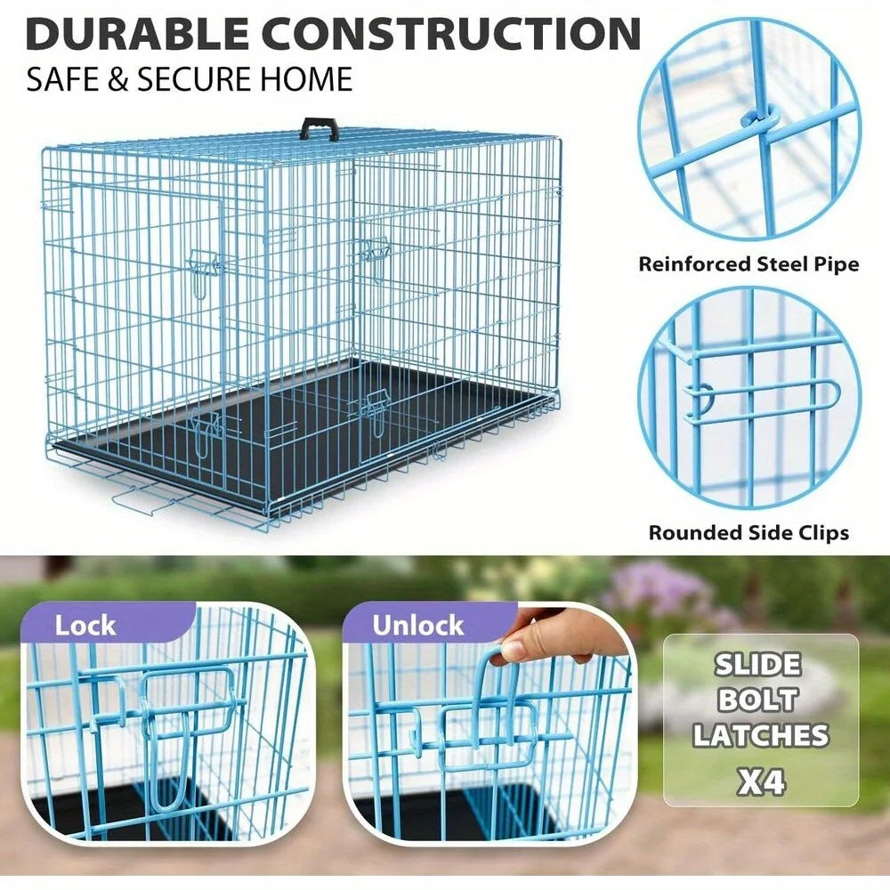 Folding wire kennel for large dog